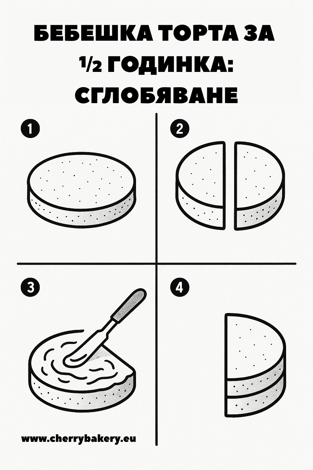 Приготвяне на половин торта за шестия месец на бебето. Процесът стъпка по стъпка от www.cherrybakery.eu